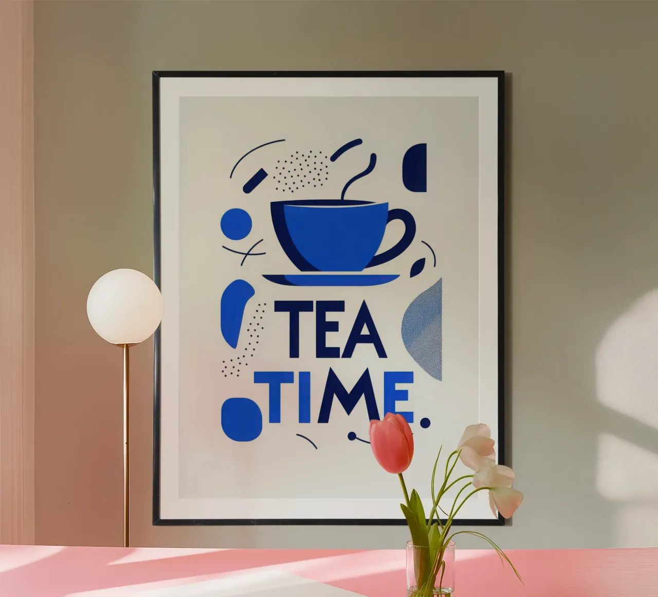 Tea time poster avec cadre en plastique de Art Typo Essentiel