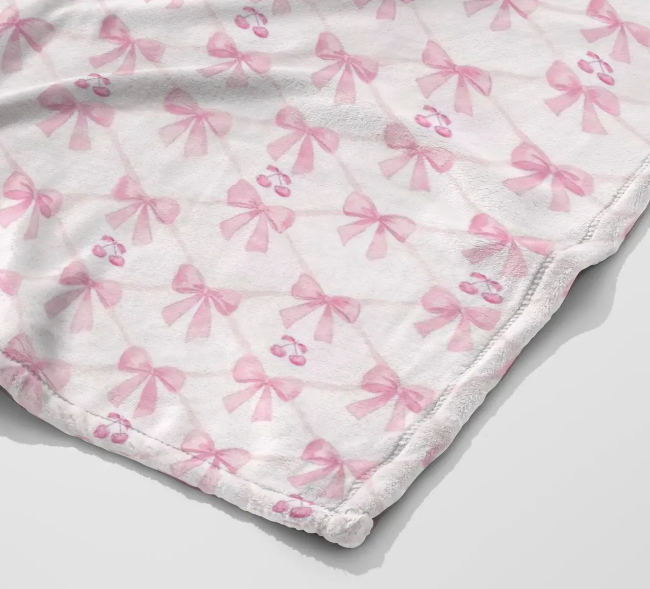 Erröten Sie Rosa Bögen Kirschen Coquette Bogen Ästhetisch Preppy Y2K Fleecedecke von Gentle Echoes Art