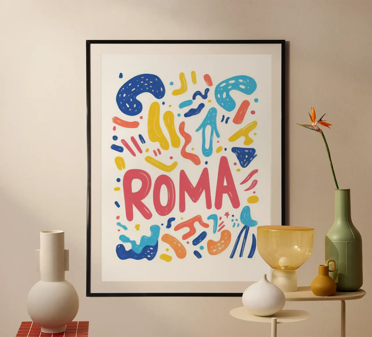 Roma - 4 poster with wooden frame by Art Typo Essentiel