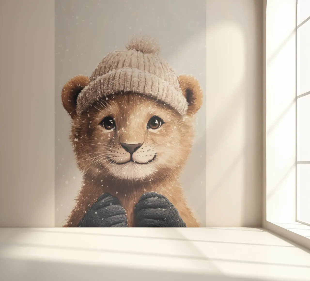 Hero #32: Lion in winter photo wallpaper by farbenhelden