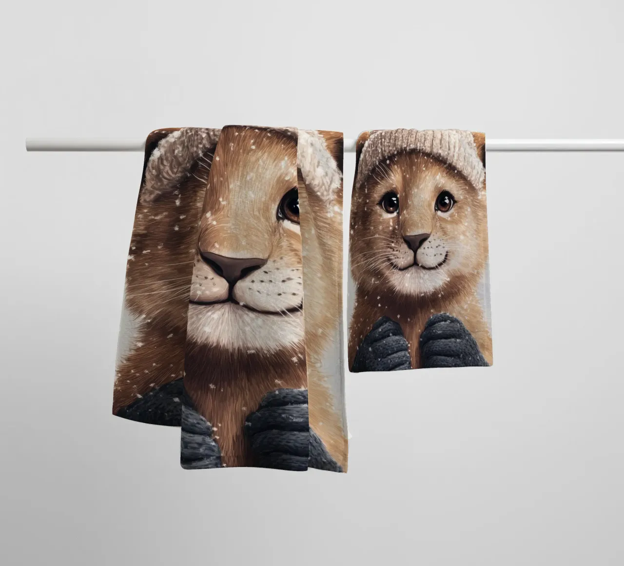 Eroe #32: Leone in inverno asciugamano da bagno da farbenhelden