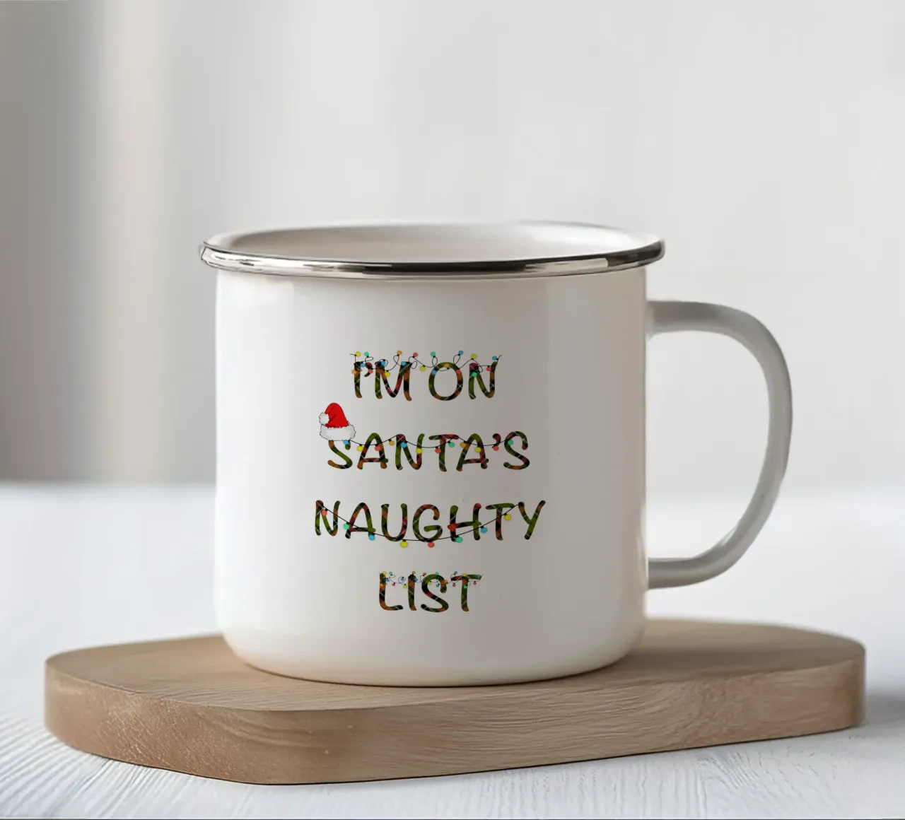SONO SULLA LISTA DEI CATTIVI DI BABBO NATALE tazza in smalto da ARTOMATIC