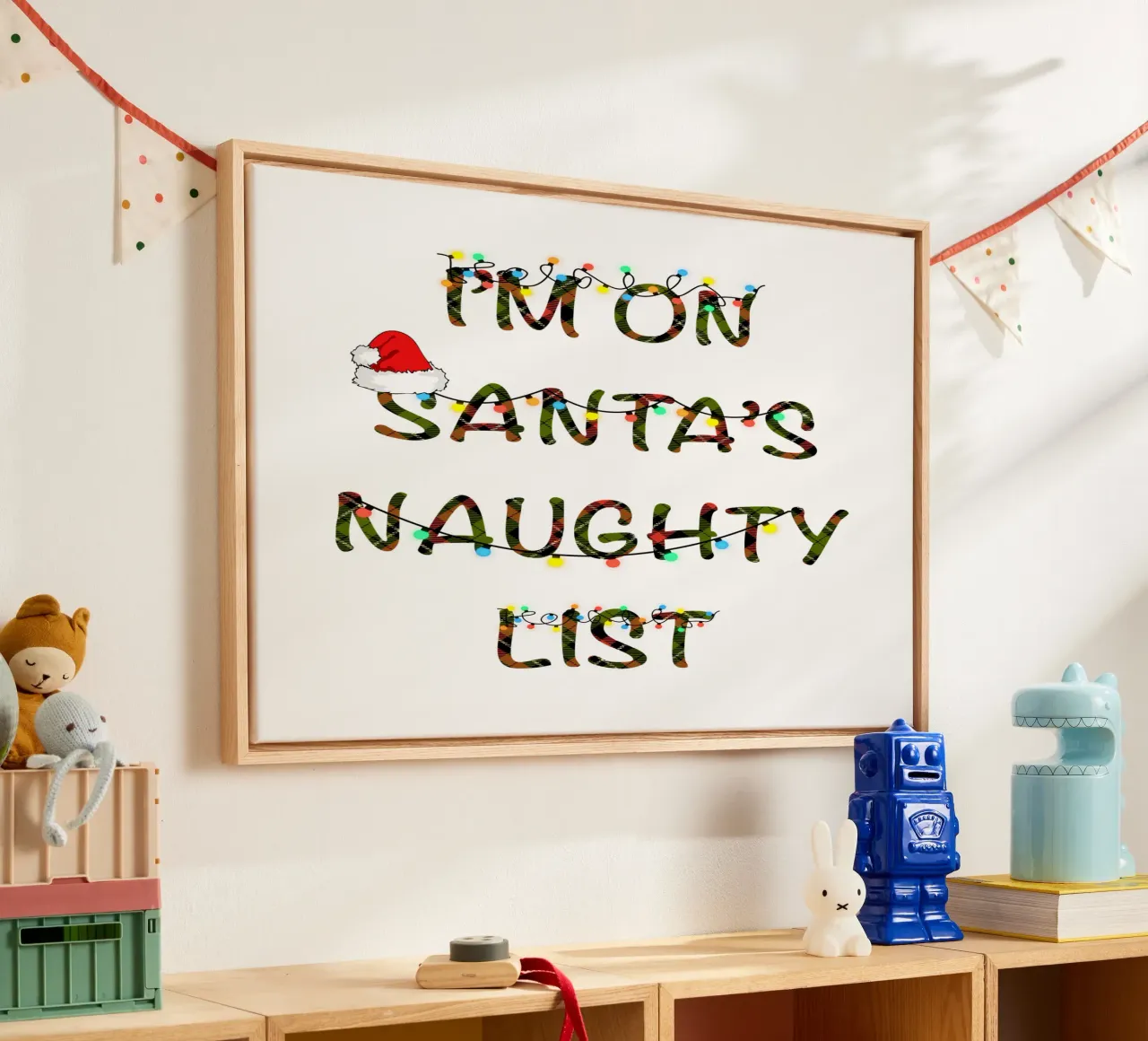 SONO SULLA LISTA DEI CATTIVI DI BABBO NATALE tela con Cornice a cassetta da ARTOMATIC