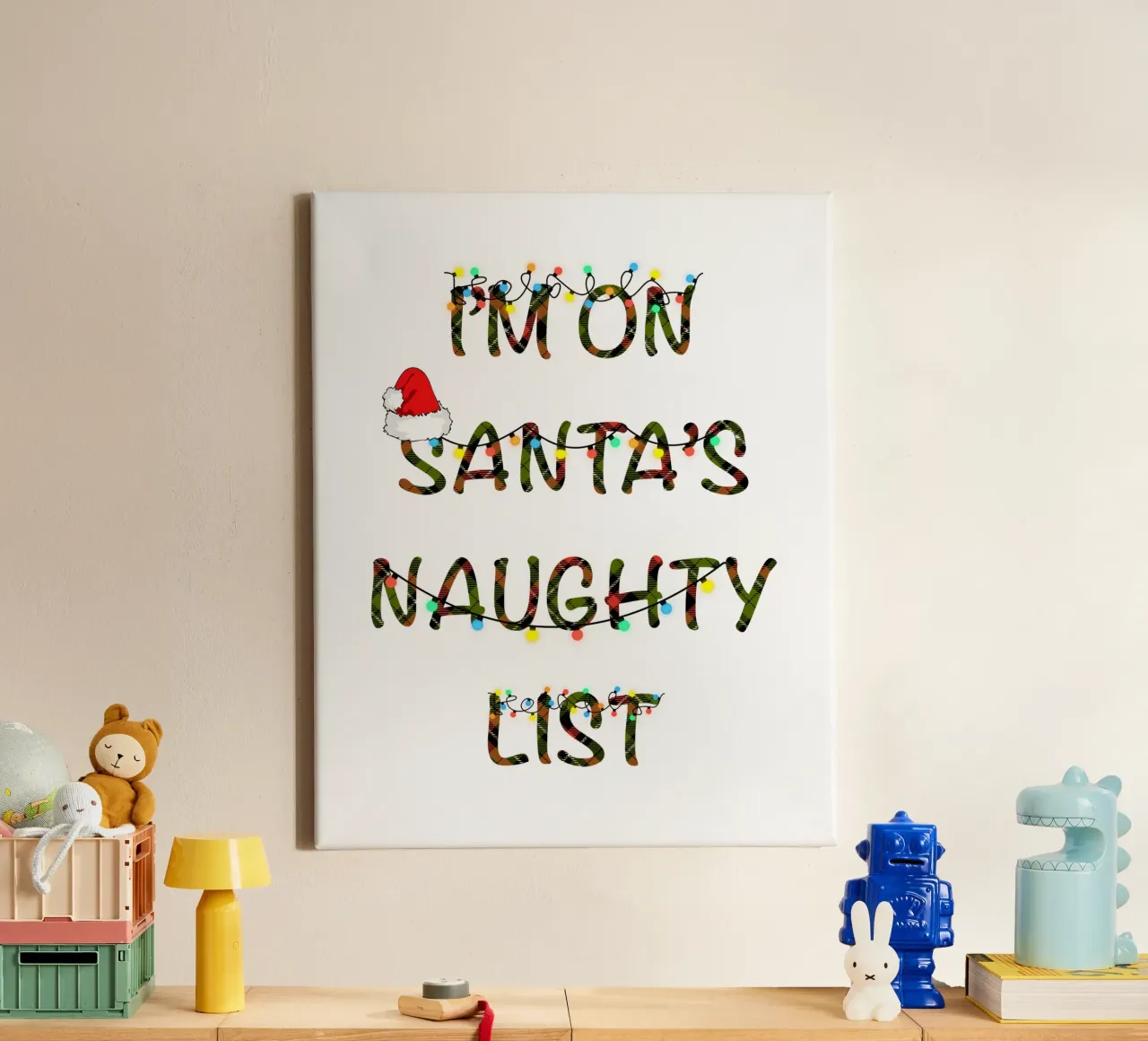 SONO SULLA LISTA DEI CATTIVI DI BABBO NATALE tela con Cornice a cassetta da ARTOMATIC