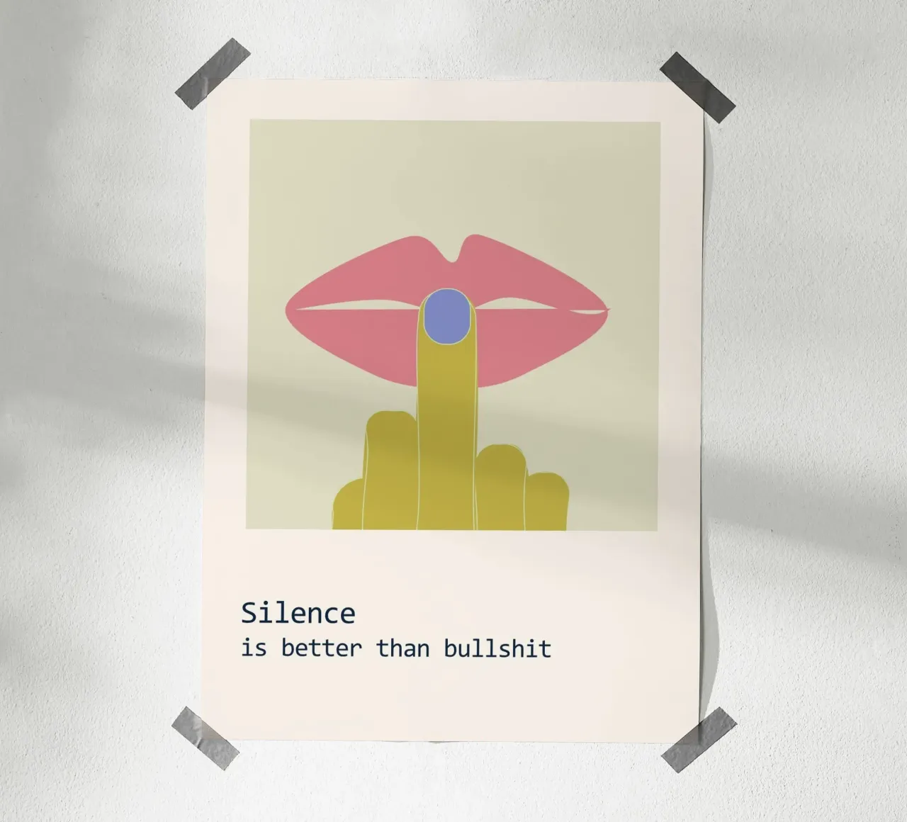 Il silenzio poster con telaio in legno da B Art