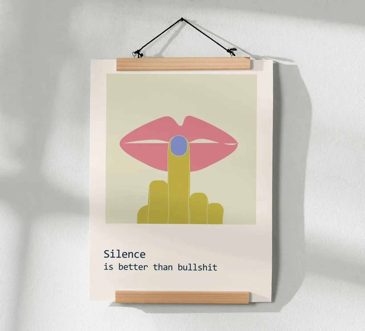 Il silenzio poster con telaio in legno da B Art