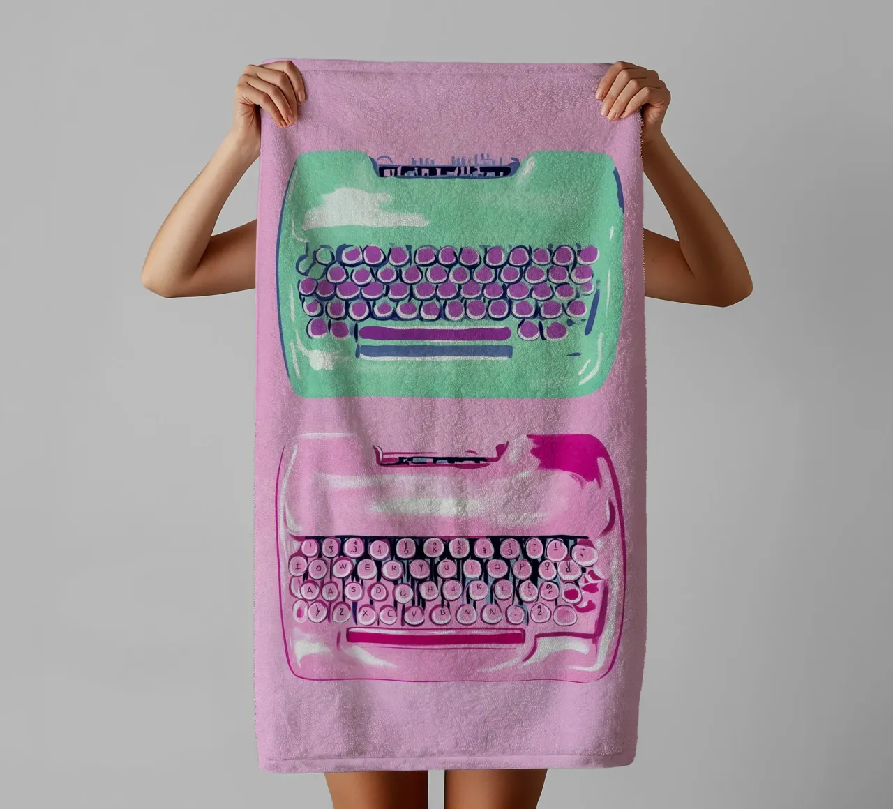 Sogni di macchina da scrivere rosa asciugamano da bagno da Carinaprint