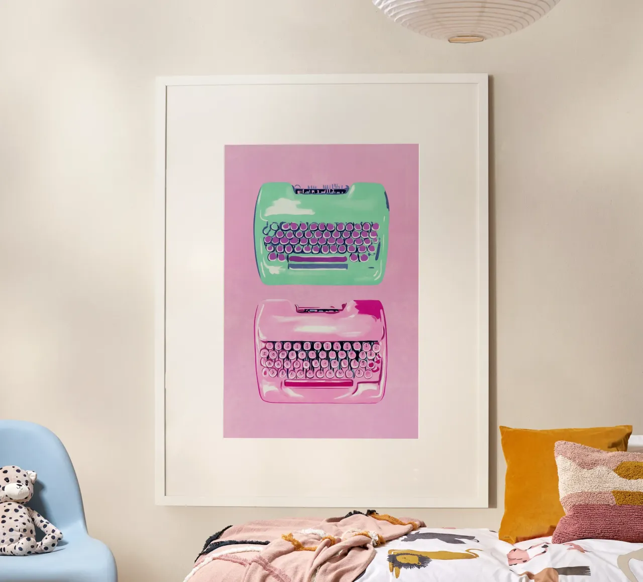 Sogni di macchina da scrivere rosa poster da Carinaprint