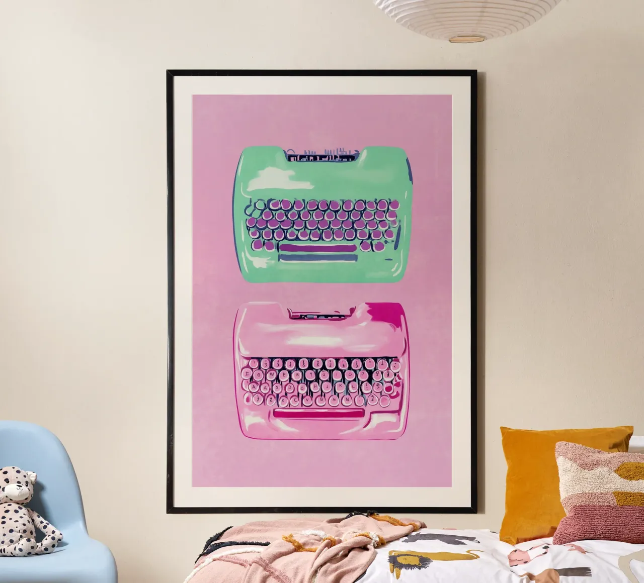 Sogni di macchina da scrivere rosa poster da Carinaprint