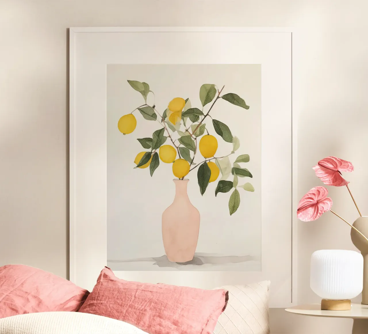 Eleganza al limone poster con telaio in legno da DaarbyN
