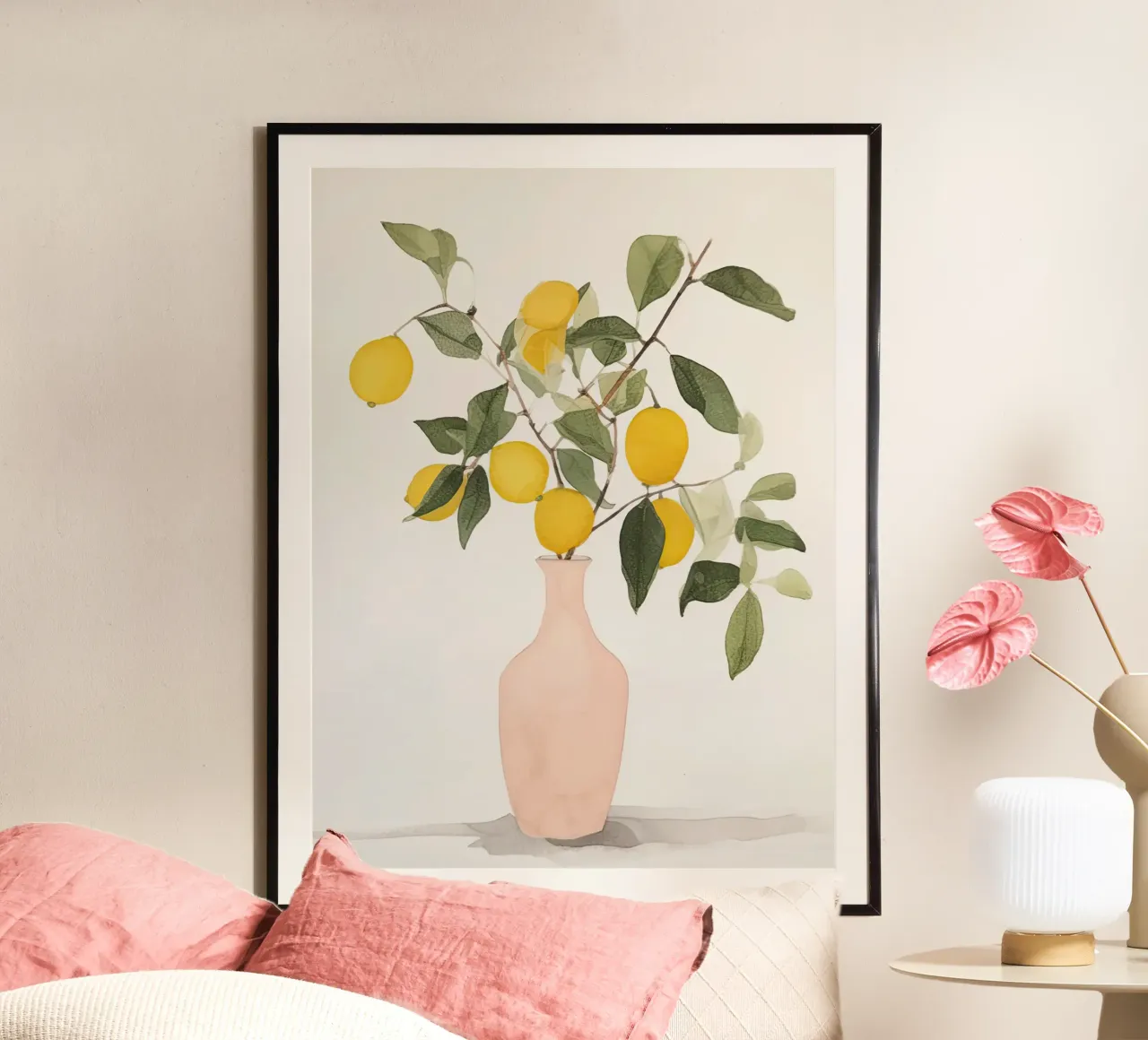 Eleganza al limone poster con telaio in legno da DaarbyN