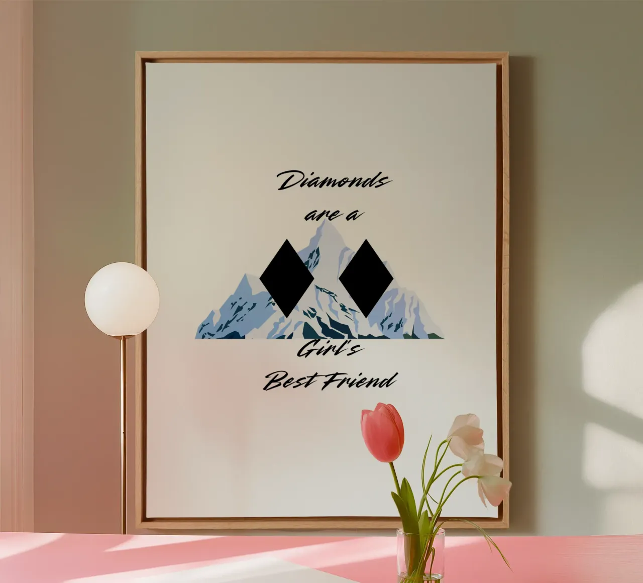 Diamanten zijn de beste vriend van een meisje - Ski Black Diamond canvas met Baklijst van FABOArt