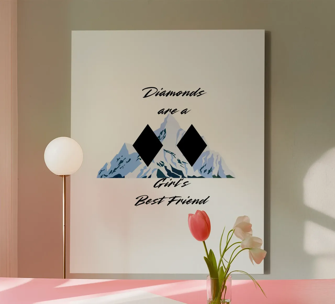 Diamanten zijn de beste vriend van een meisje - Ski Black Diamond canvas met Baklijst van FABOArt