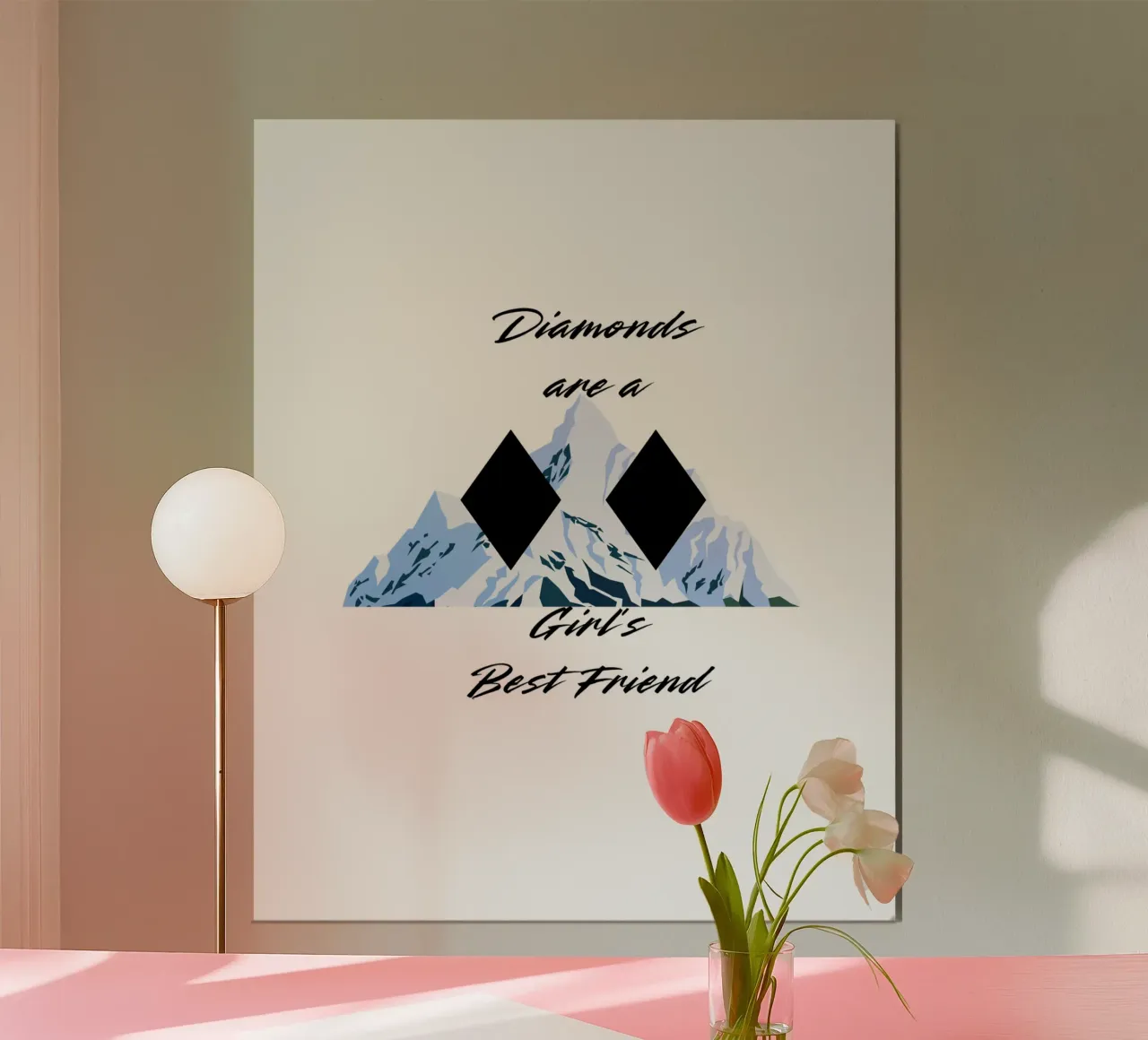 I diamanti sono i migliori amici delle ragazze - Sci Black Diamond poster con telaio in legno da FABOArt