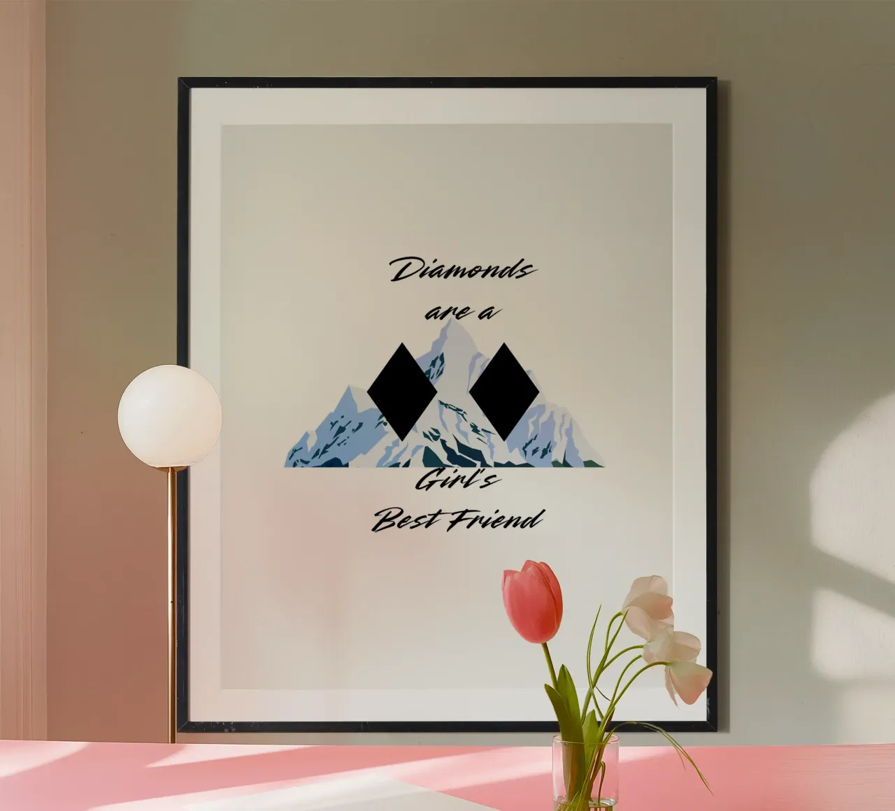 I diamanti sono i migliori amici delle ragazze - Sci Black Diamond poster con telaio in legno da FABOArt