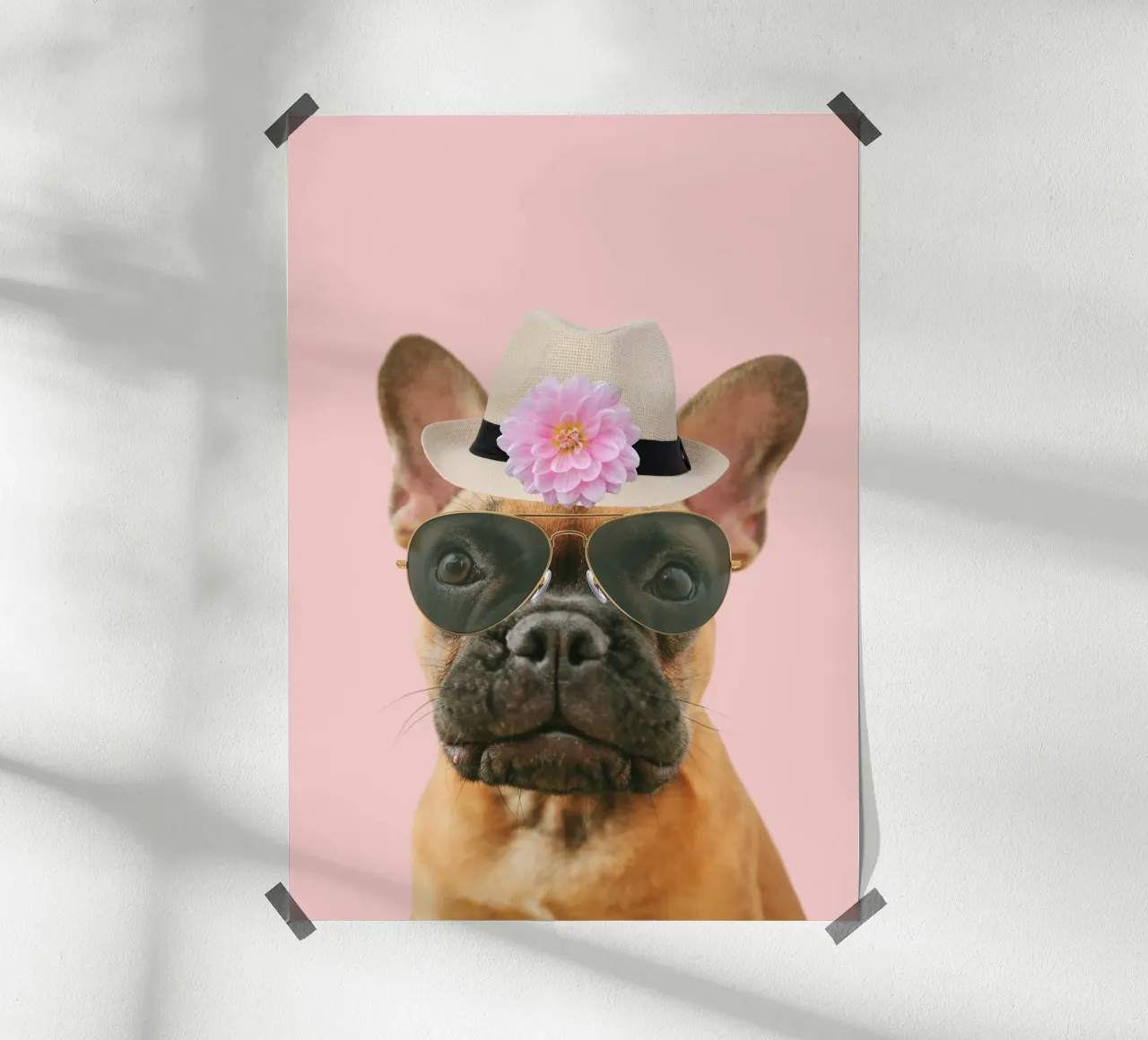cute dog with fedora hat poster by Berwies Artwork