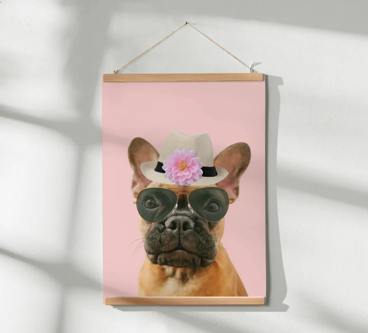 cute dog with fedora hat poster by Berwies Artwork