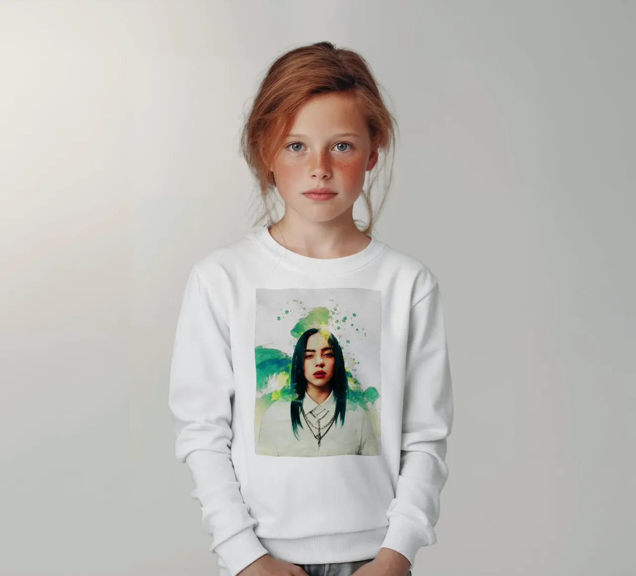 Sbaffo di ritratto Billie Eilish felpa bambino da Gunawan Rb