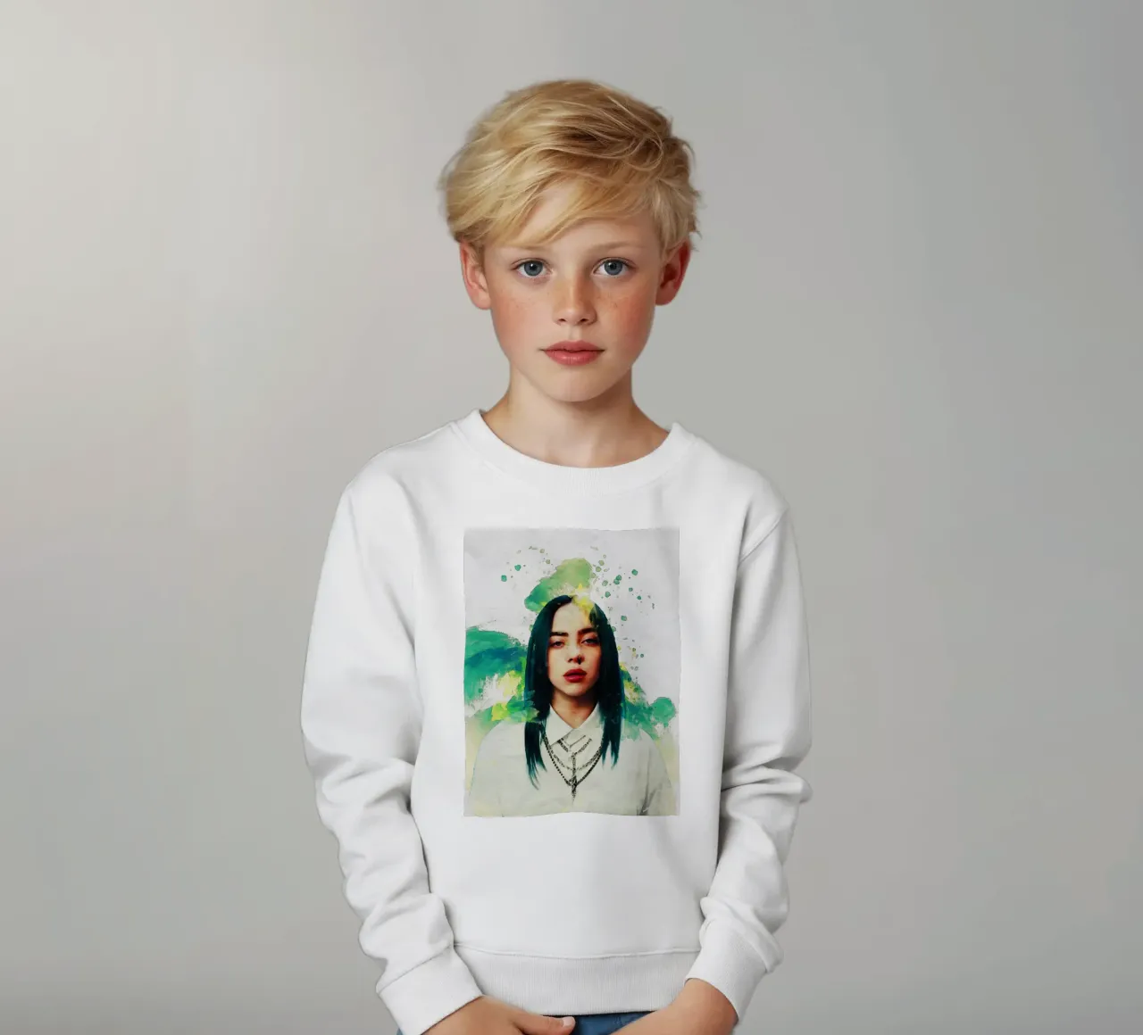 Sbaffo di ritratto Billie Eilish felpa bambino da Gunawan Rb