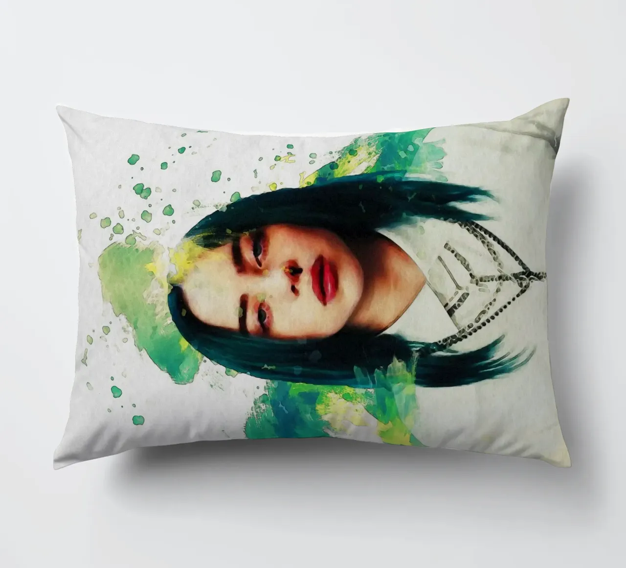 Sbaffo di ritratto Billie Eilish cuscino da Gunawan Rb