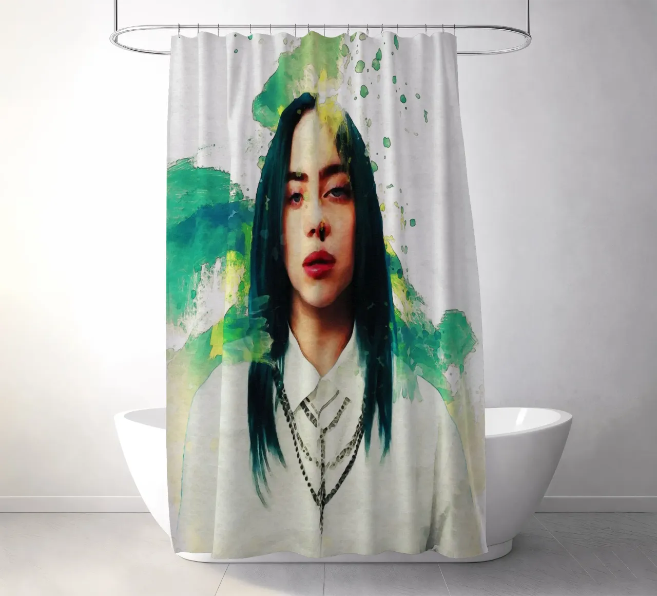 Smudge von Porträt Billie Eilish Duschvorhang von Gunawan Rb