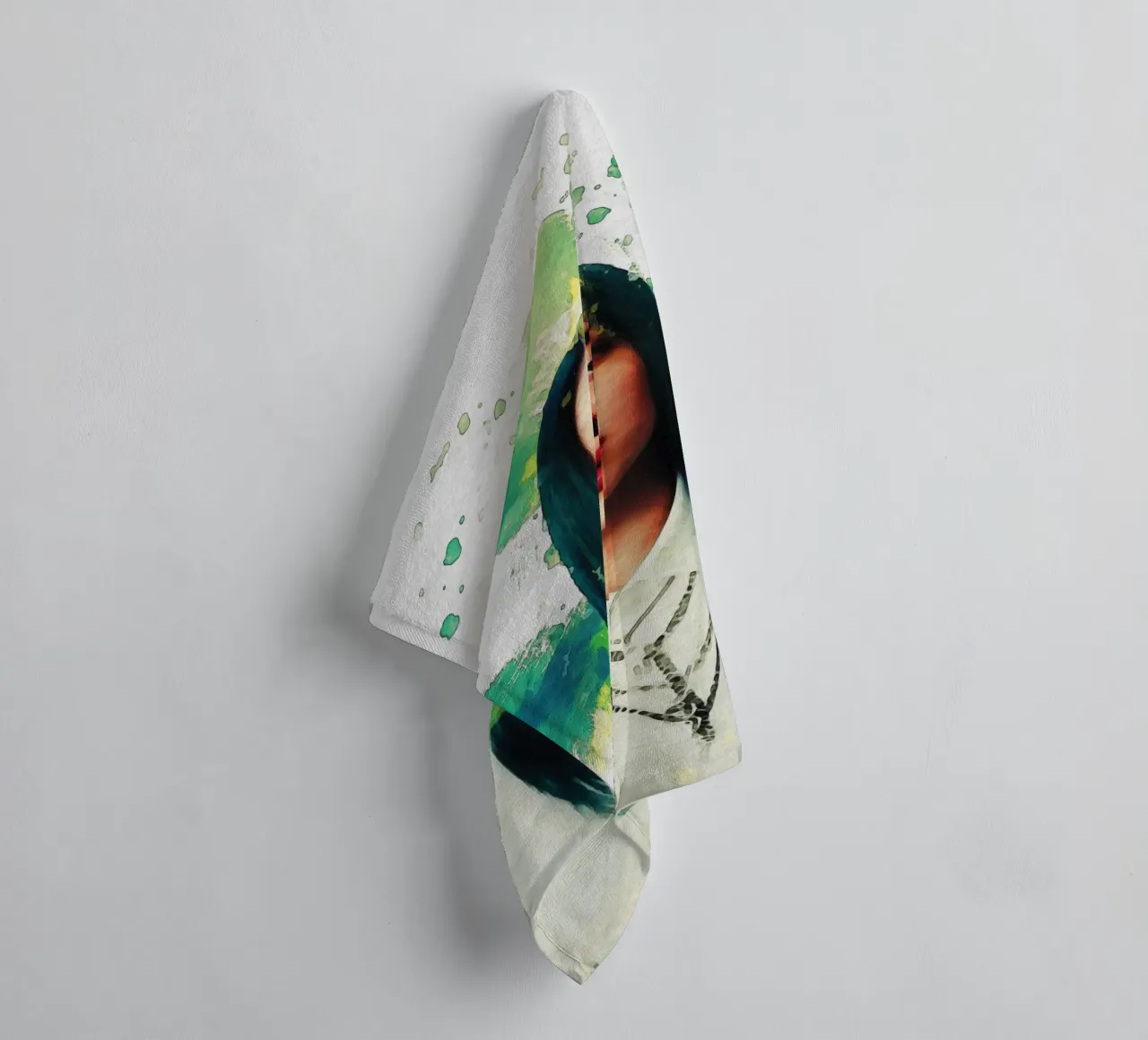 Smudge of Portrait Billie Eilish towel by Gunawan Rb