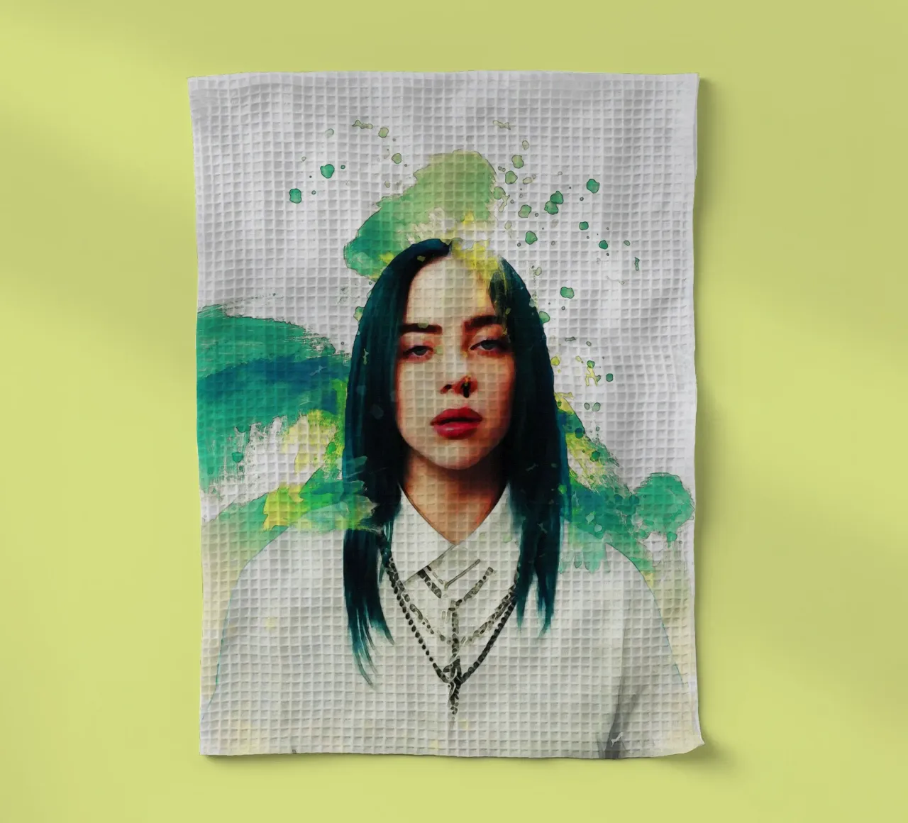 Sbaffo di ritratto Billie Eilish canovaccio da cucina da Gunawan Rb