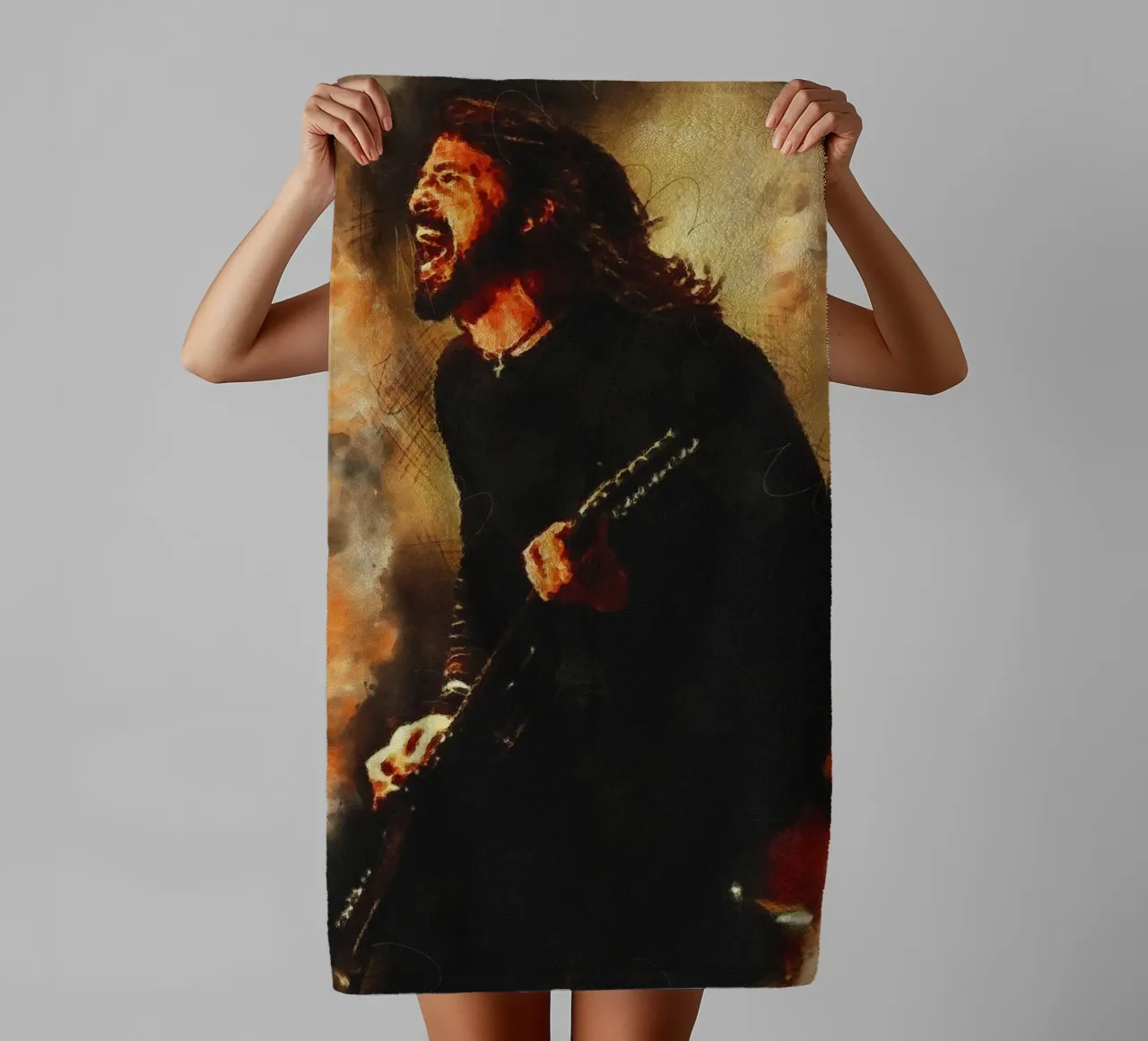Smudge of Dave Grohl towel by Gunawan Rb