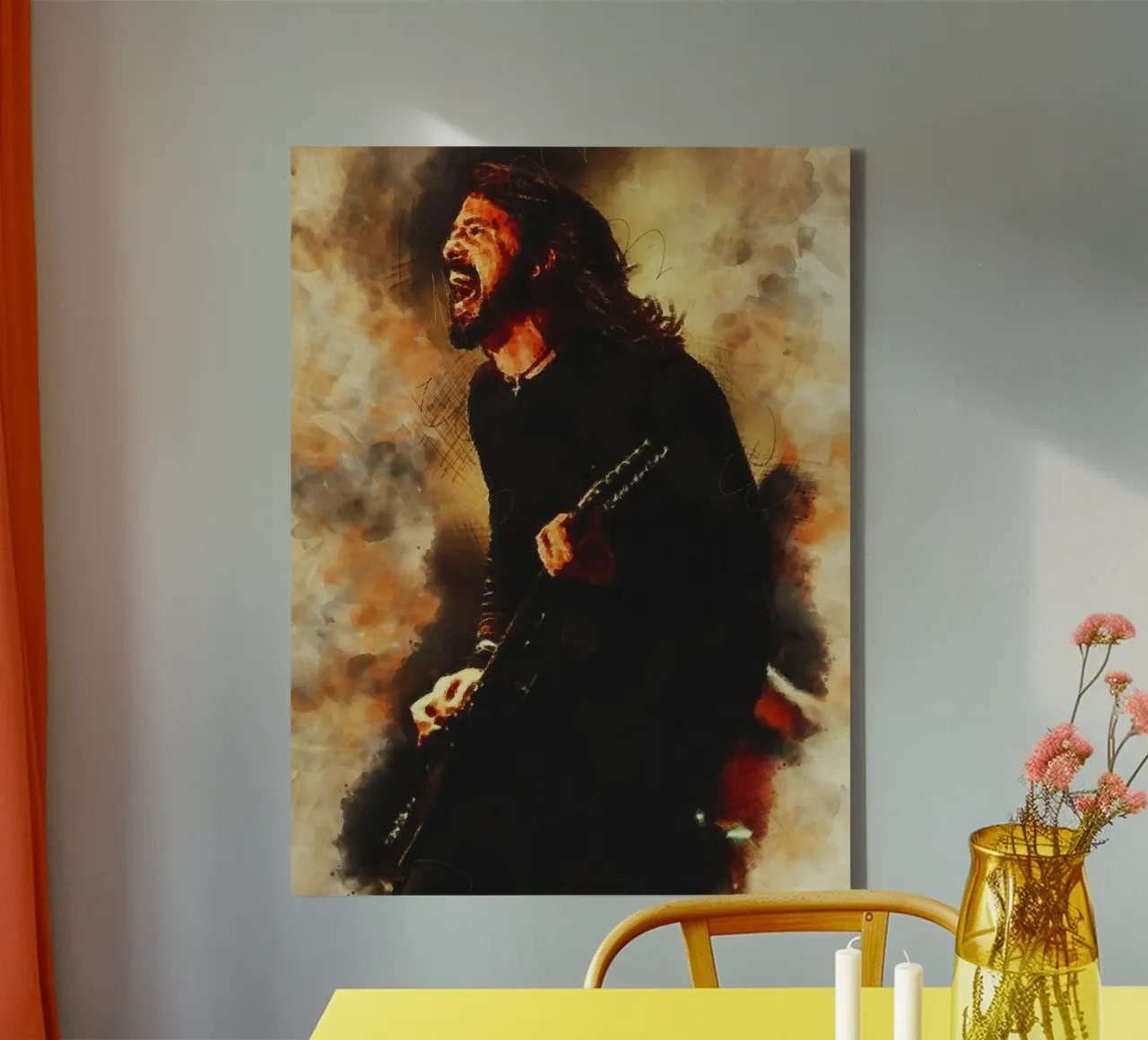 Smudge of Dave Grohl canvas by Gunawan Rb