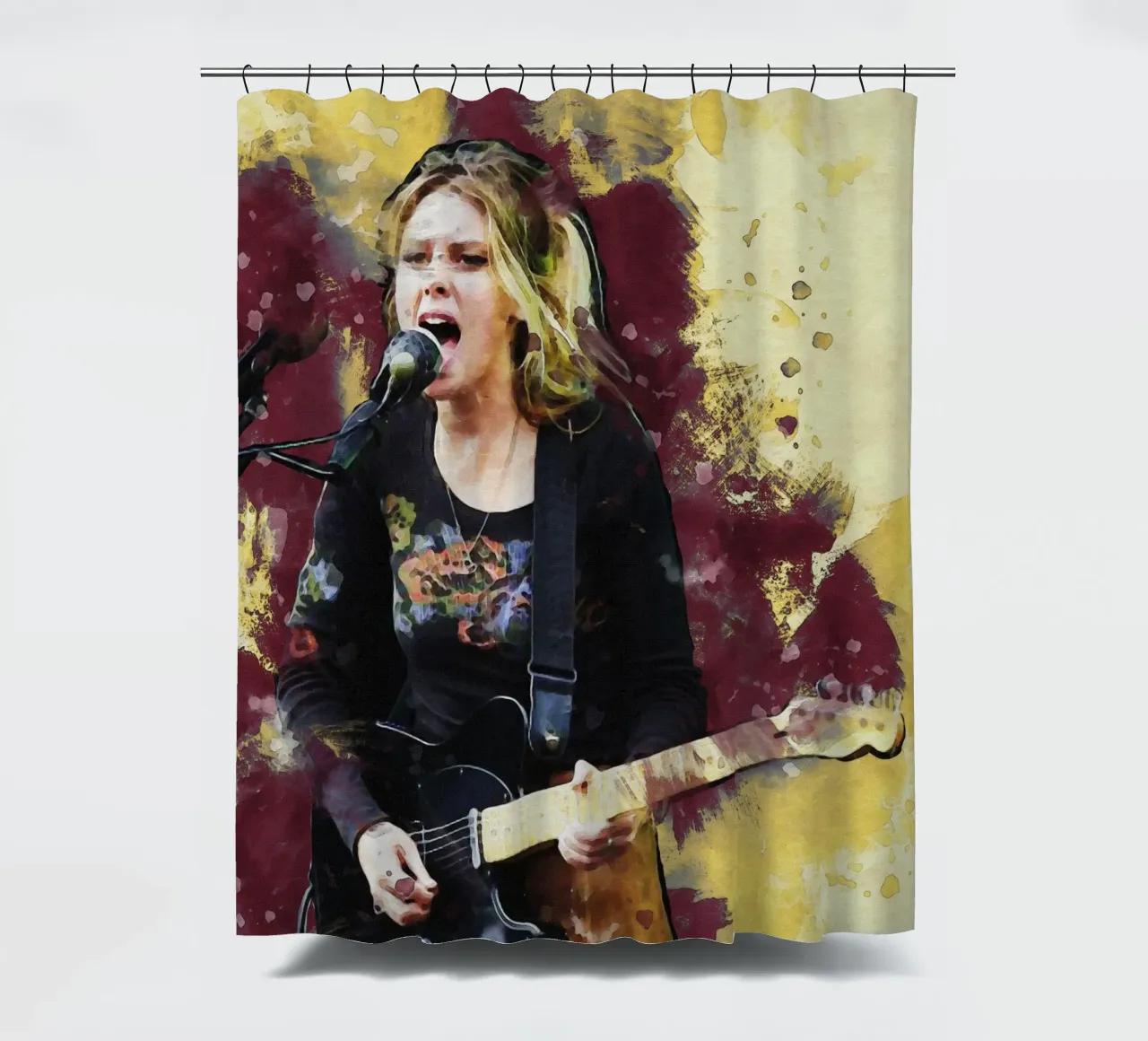 Smudge Of Ellie Rowsell shower curtain by Gunawan Rb
