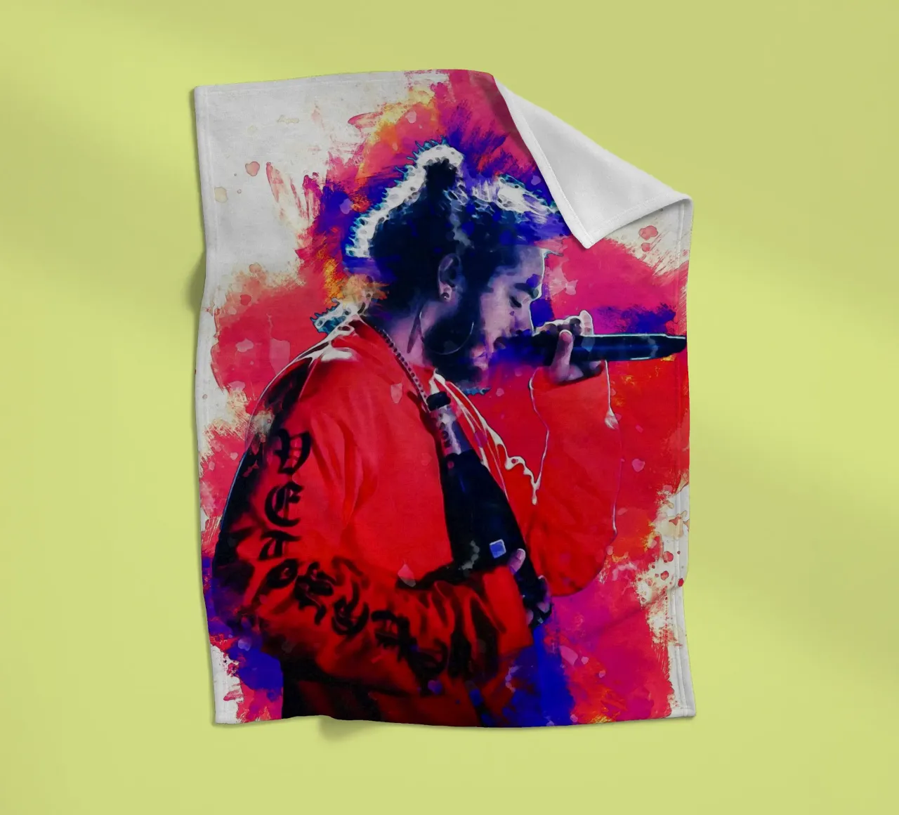 Smudge of Portrait Austin Richard Post fleece blanket by Gunawan Rb