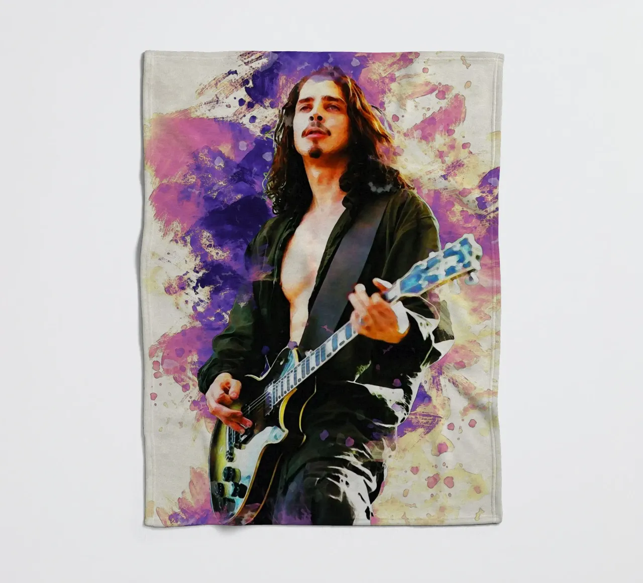 Smudge of Chris Cornell Perform fleece blanket by Gunawan Rb