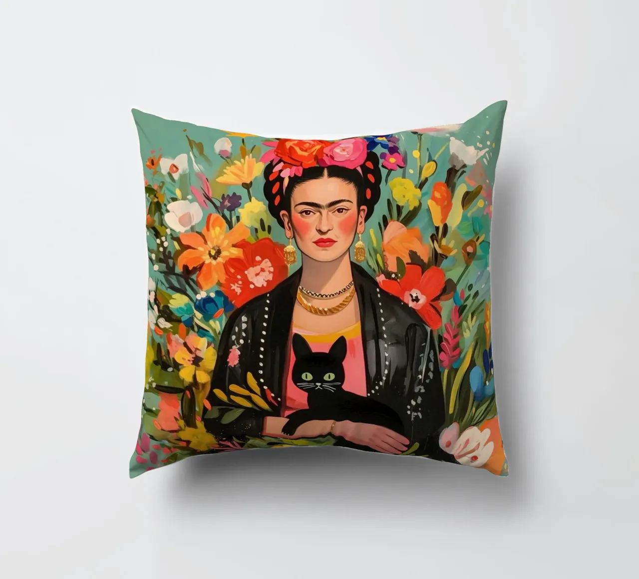 L'amore dei fiori colorati di Frida cuscino da Carinaprint