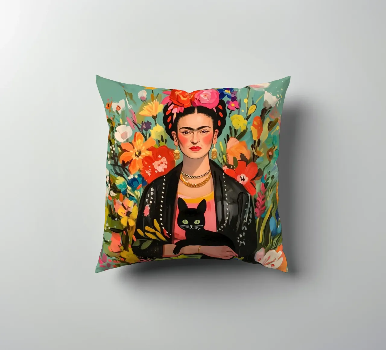 L'amore dei fiori colorati di Frida cuscino da Carinaprint