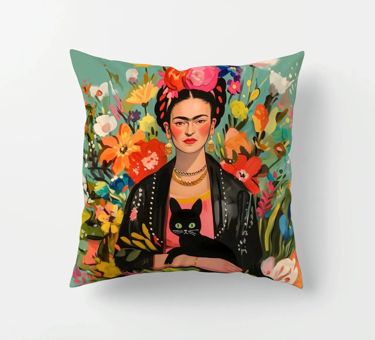 L'amore dei fiori colorati di Frida cuscino da Carinaprint