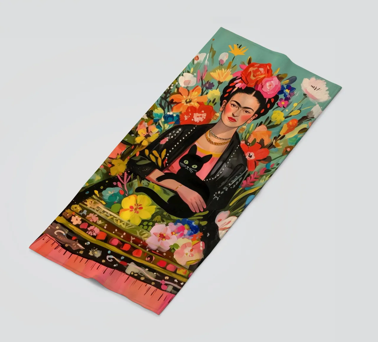 L'amore dei fiori colorati di Frida telo mare da Carinaprint