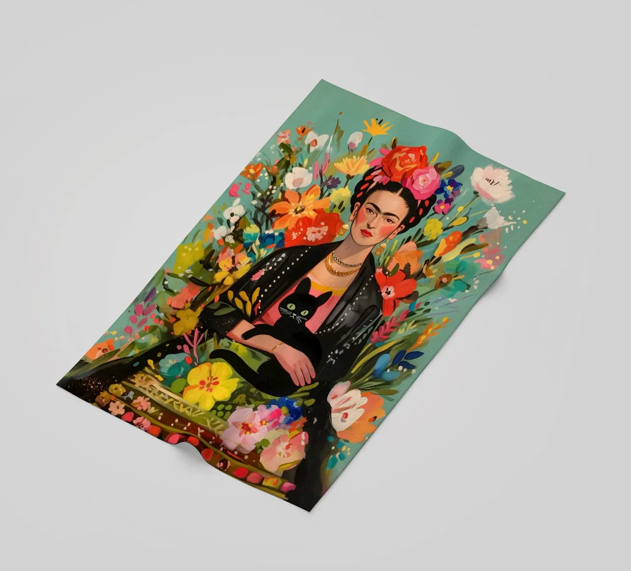 L'amore dei fiori colorati di Frida telo mare da Carinaprint