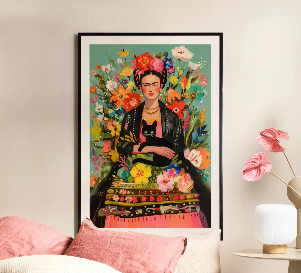 L'amore dei fiori colorati di Frida carta hahnemühle da Carinaprint