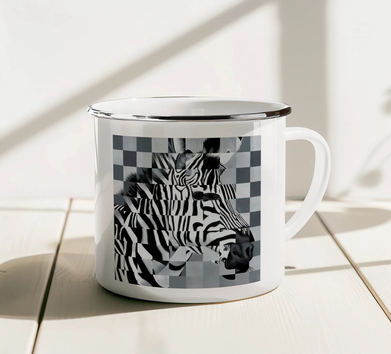 Zebra tazza in smalto da Allison Chaplin