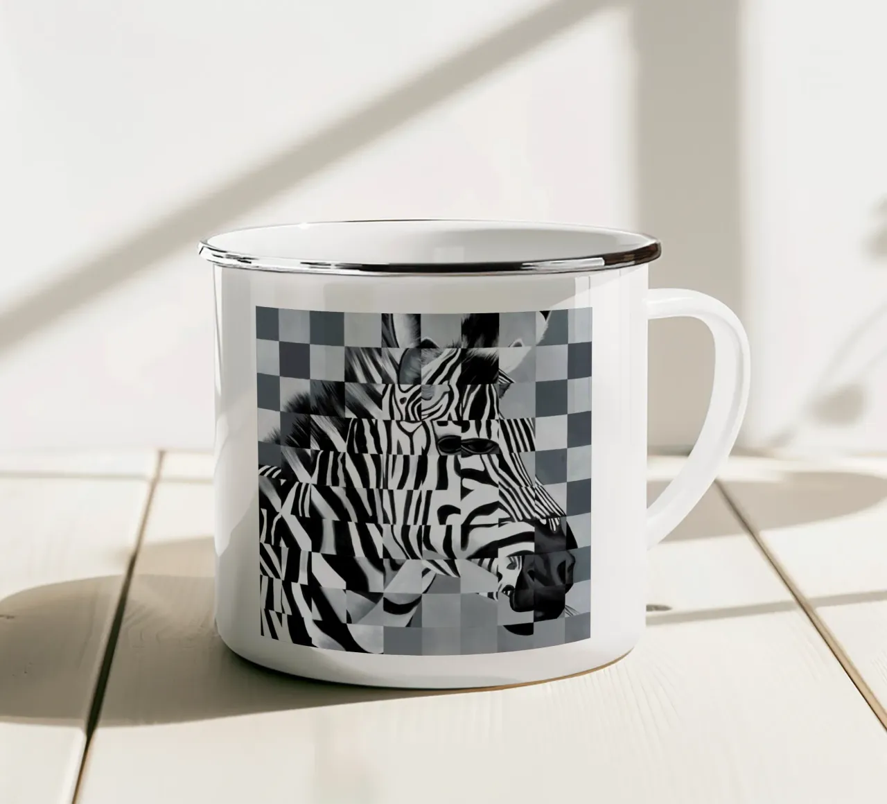 Zebra taza de esmalte de Allison Chaplin