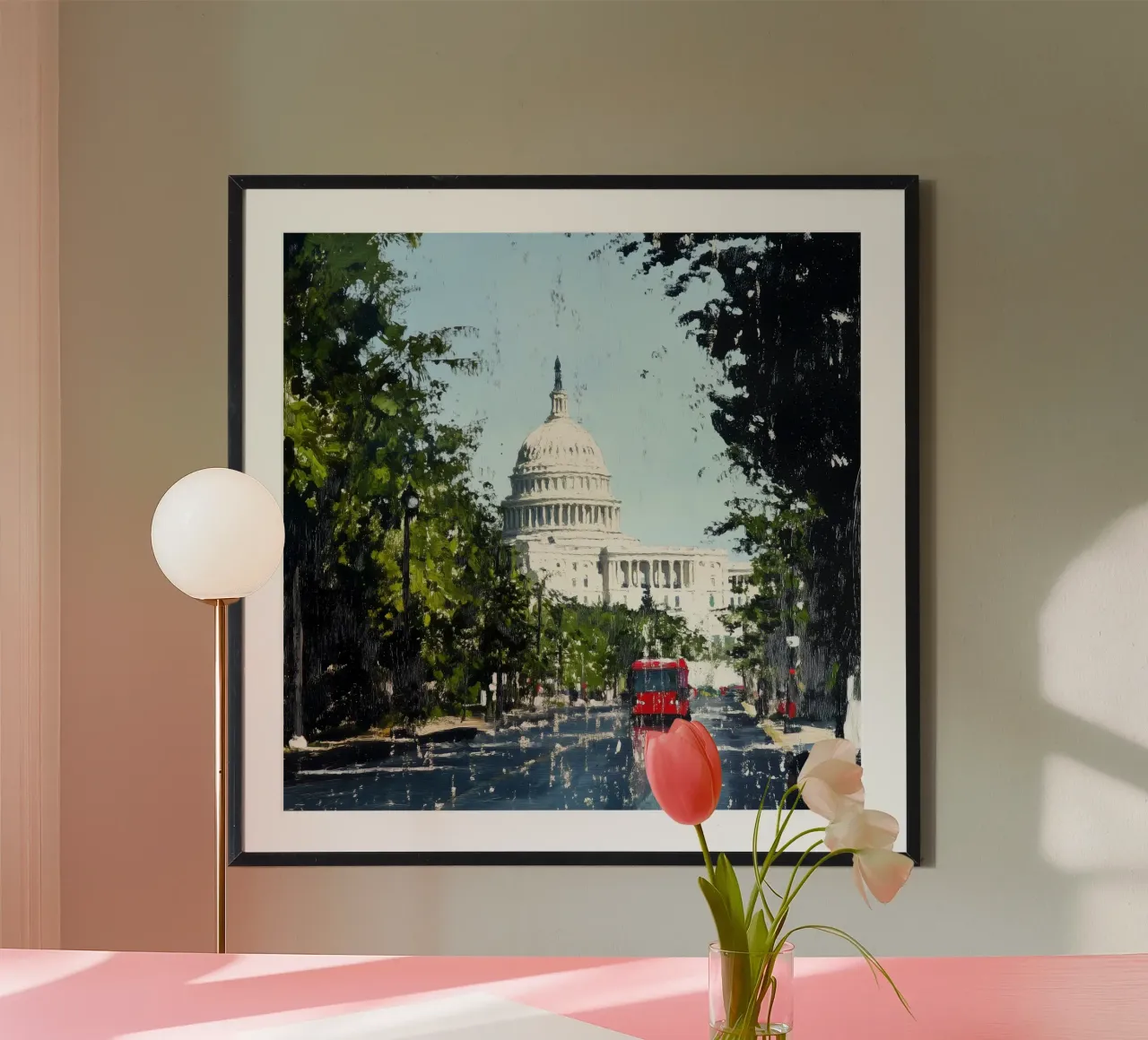 Pittura di Washington DC poster con telaio in legno da Motivate-Today