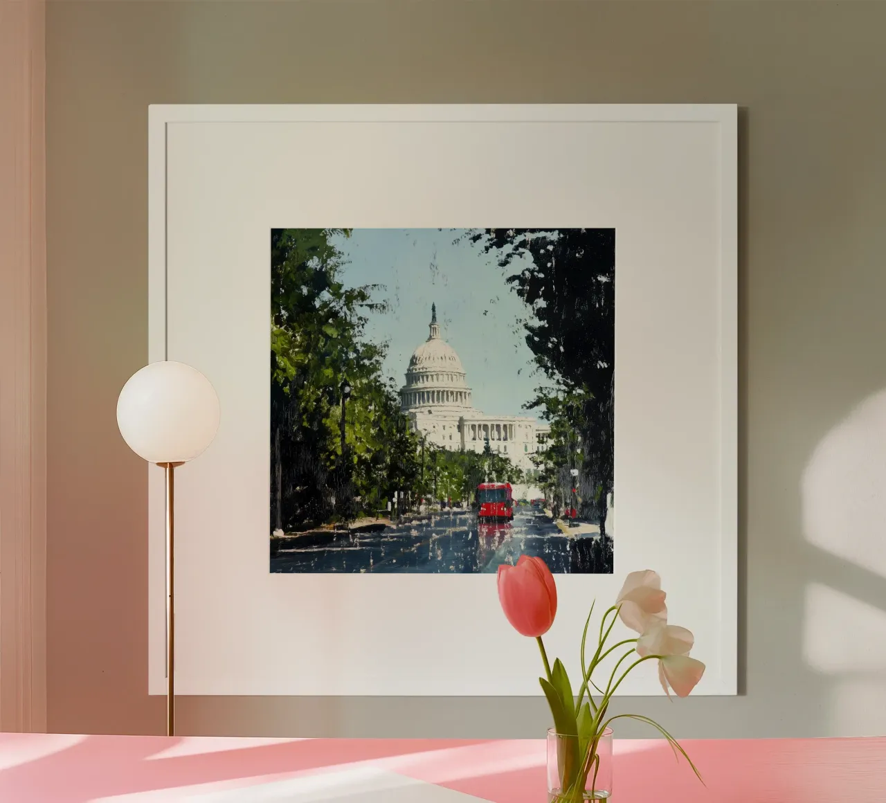 Pittura di Washington DC poster con telaio in legno da Motivate-Today