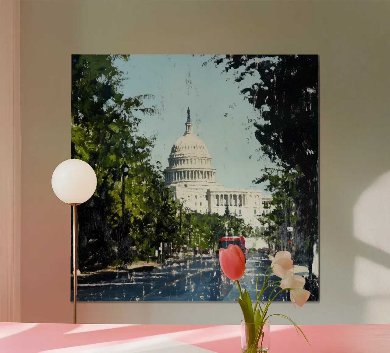 Pittura di Washington DC poster con telaio in legno da Motivate-Today