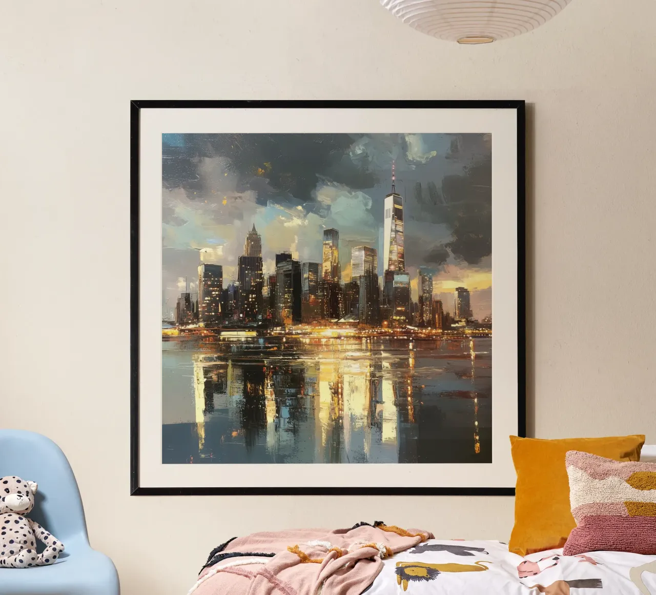 Pittura dello Stato di New York poster con telaio in legno da Motivate-Today