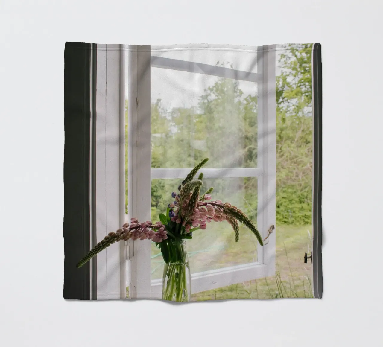 Lupinen am Fenster fleece blanket by The Wild Creative Studio