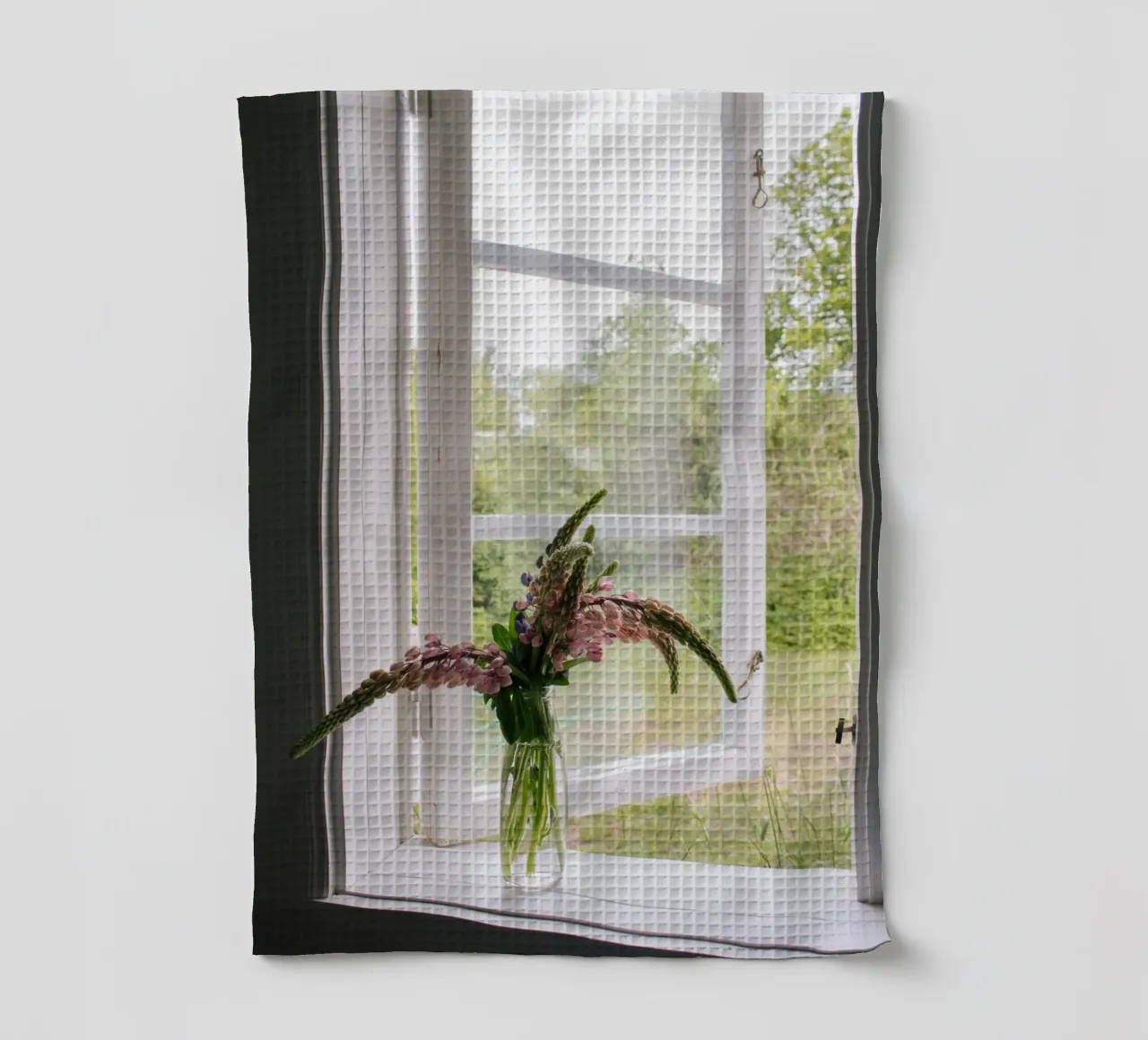 Lupinen am Fenster tea towel by The Wild Creative Studio