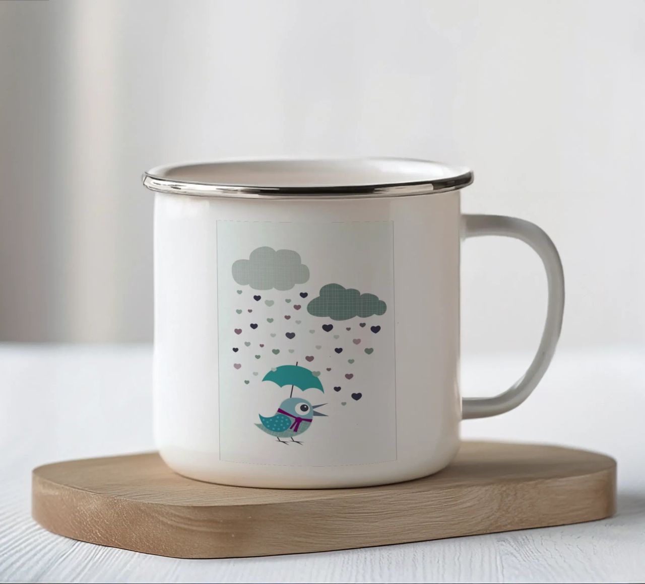 Rainy Bird tazza in smalto da JaySan Studio