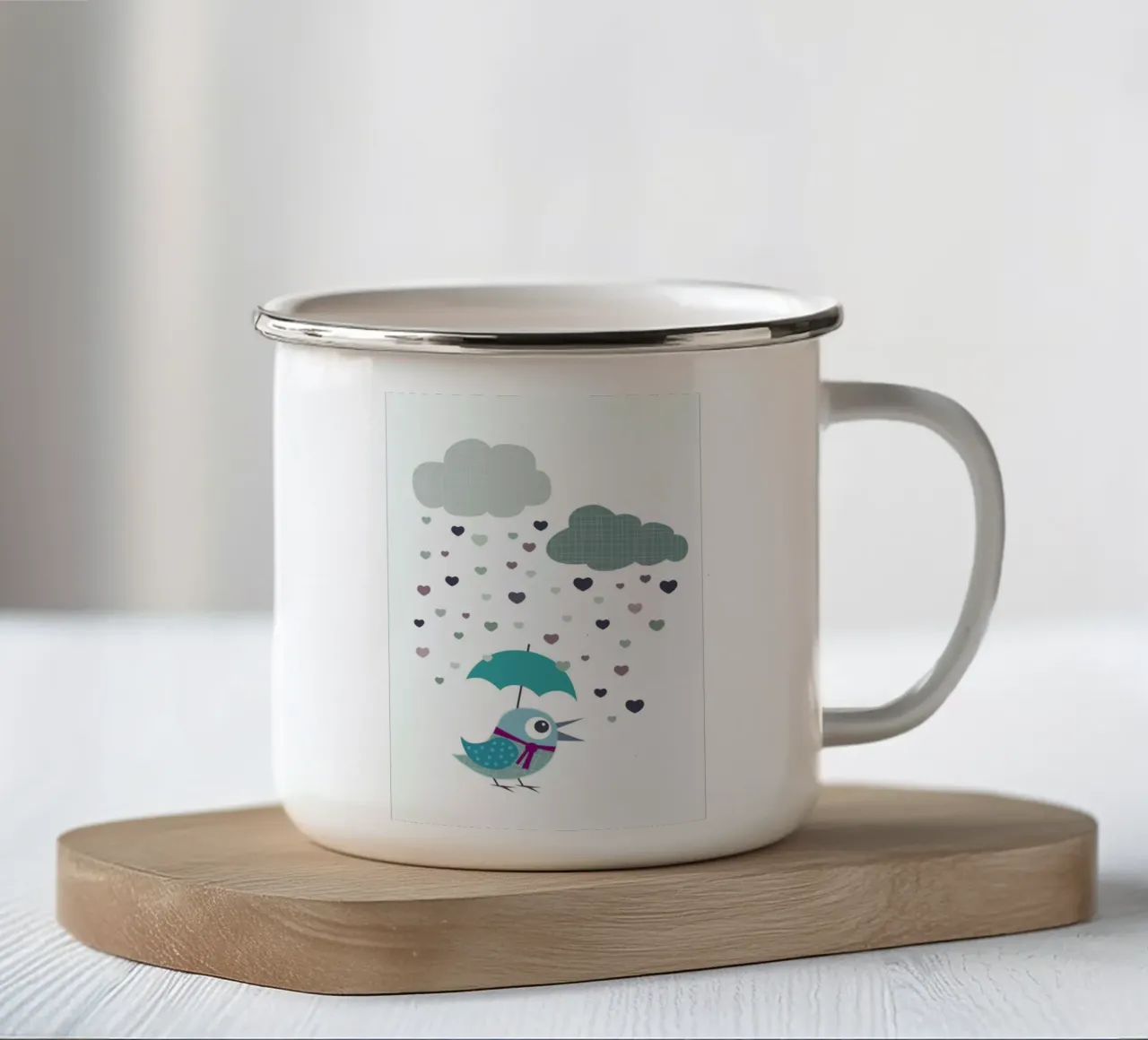 Rainy Bird tazza in smalto da JaySan Studio