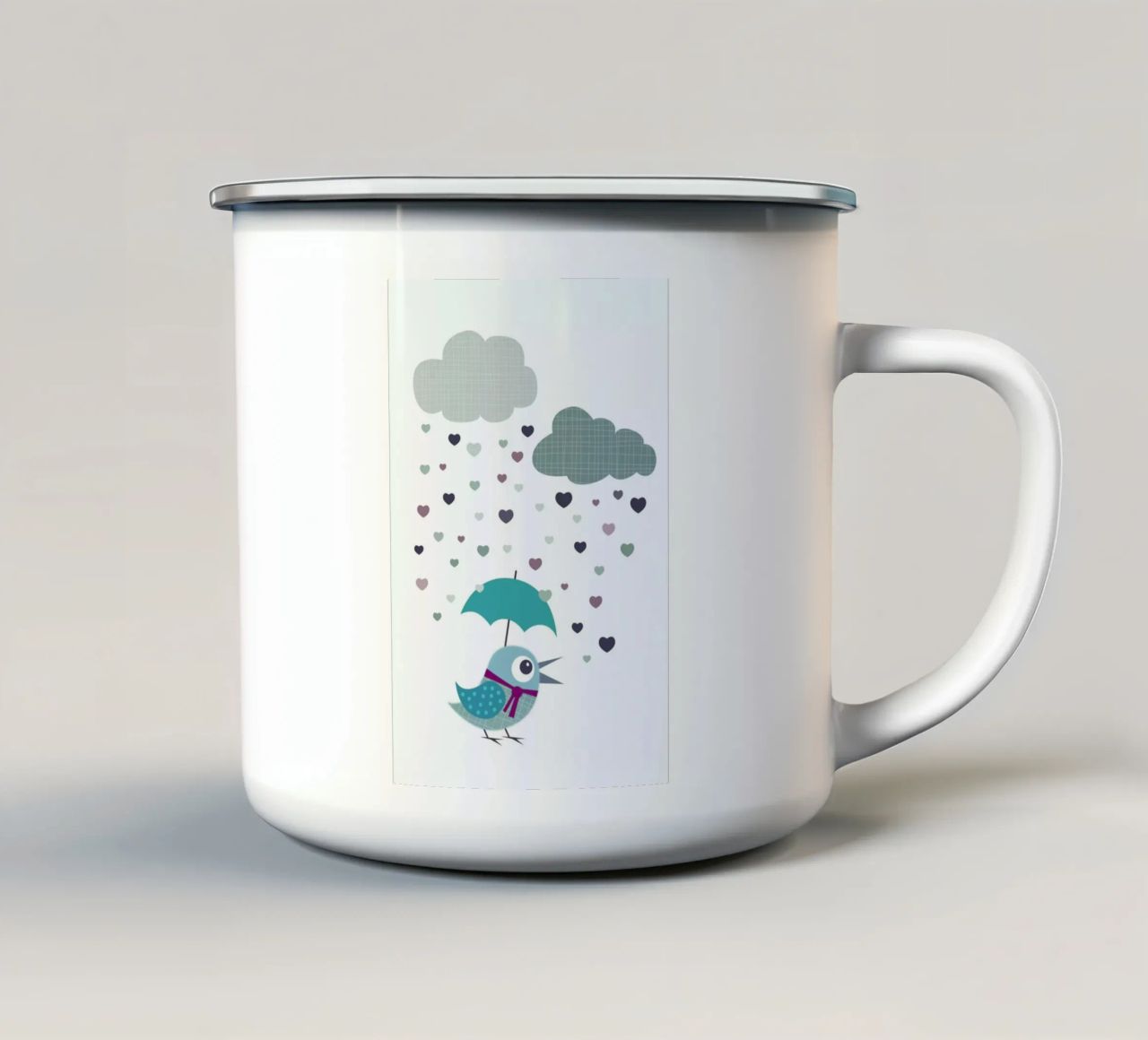Rainy Bird tazza in smalto da JaySan Studio