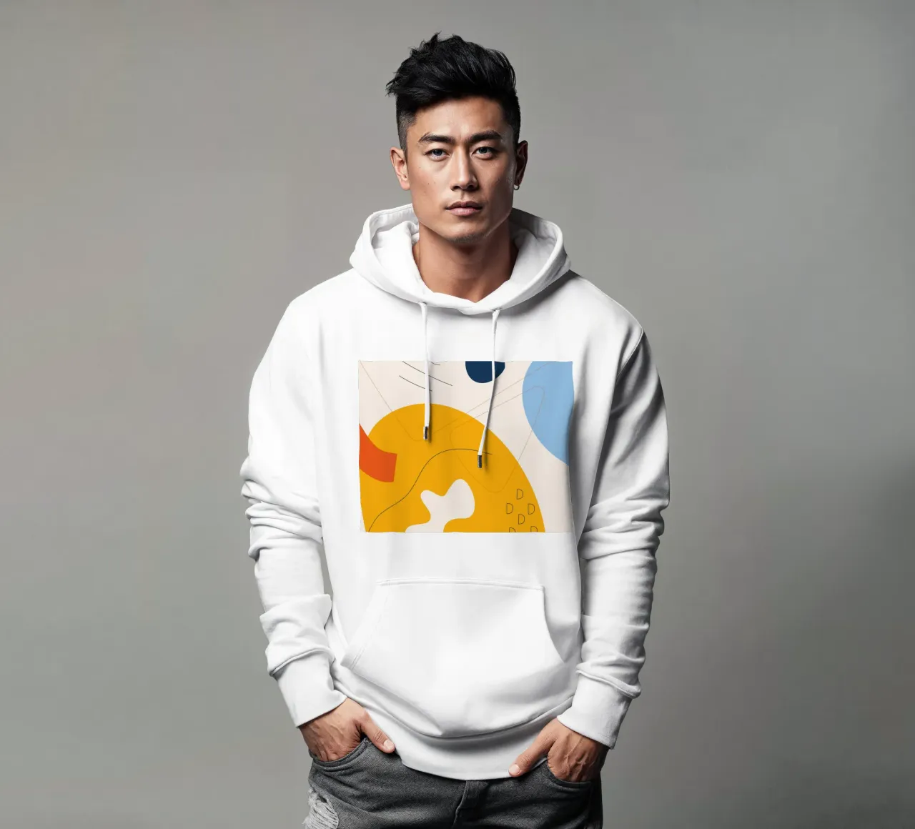 Art abstrait boho - jaune & bleu sweat à capuche de Whole©